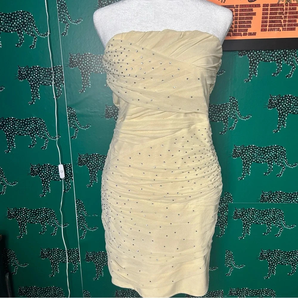 NWT TOPSHOP Rhinestone BodyCon Strapless Mini Dress - Picture 2 of 7